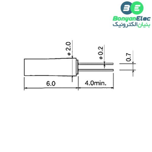 کریستال ساعت 32.768KHZ سایز 2x6mm PCI Certified