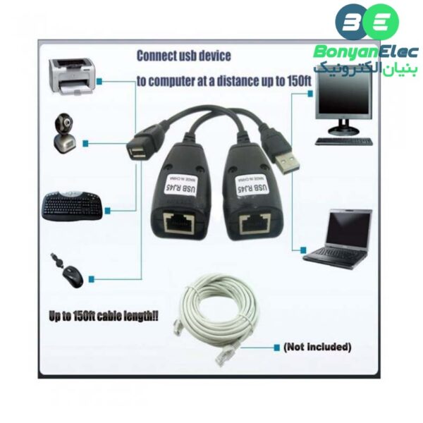 افزاینده (اکستندر) طول USB با کابل شبکه - RJ45 USB