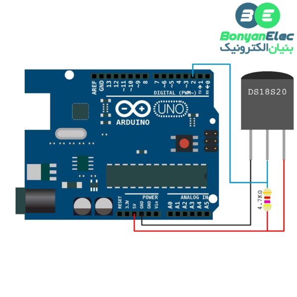 سنسور دمای (دماسنج) DS18b20 ضد آب با پوشش استیل ضد زنگ