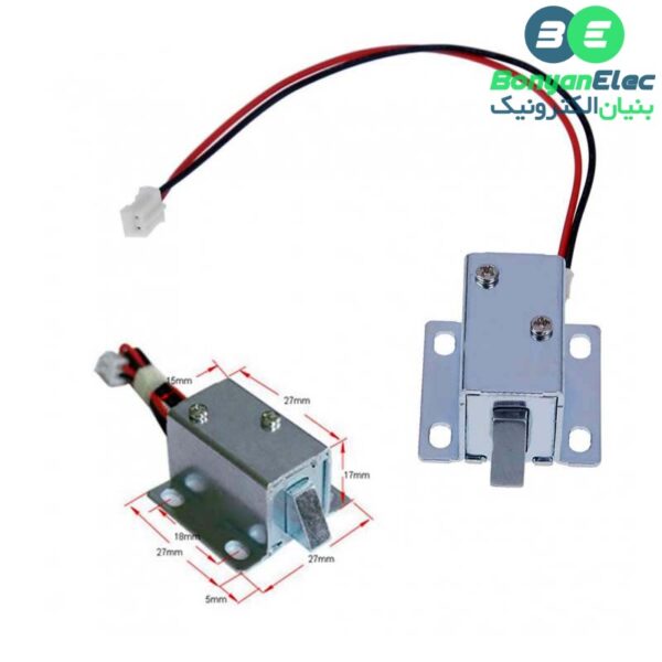 قفل الکترونیکی درب 12 ولتی Solenoid Lock مدل Push-Pull زبانه ای کوچک